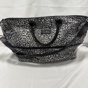 Vera Bradley Camocat‎ Travel Duffel Bag Black White Leopard Print Weekender Tote